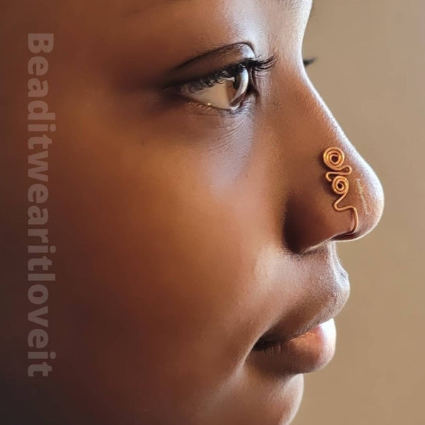 Ethnic Copper Nose Cuff, Afrocentric Nose Jewelry, The Conscious