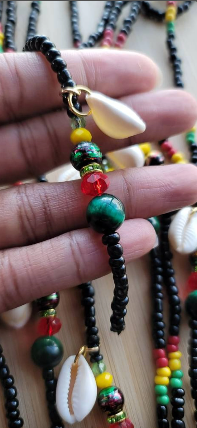 CLEARANCE Tigers Eye Beaded loc jewels, Crystal Loc Jewelry, Cowrie Shell Hair Accessories, Rasta Beaded Hair Clip, Jamaican Loc Extensions