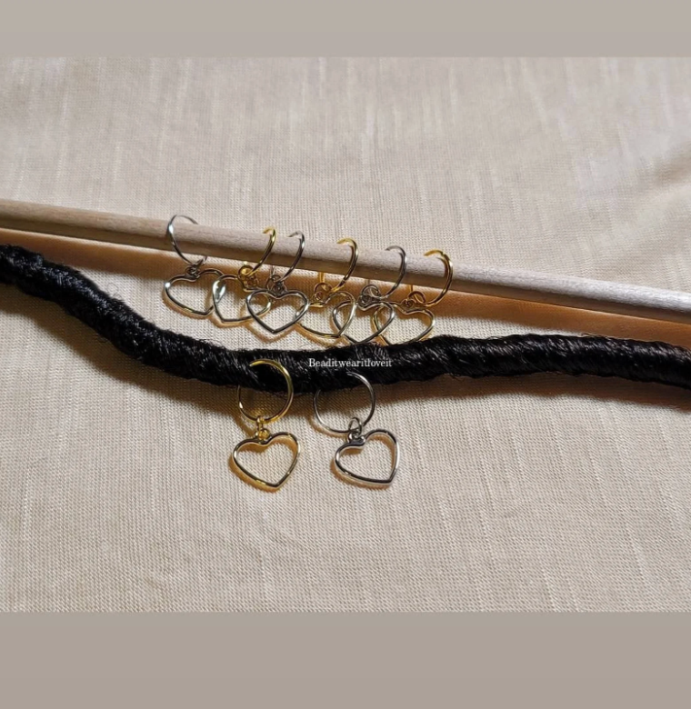 CLEARANCE 4 Piece Kids Heart Hair Rings, Dread Rings Loc Jewelry, Braid Rings, Dread Beads, Jewelry Set, Boho Hair Accessories