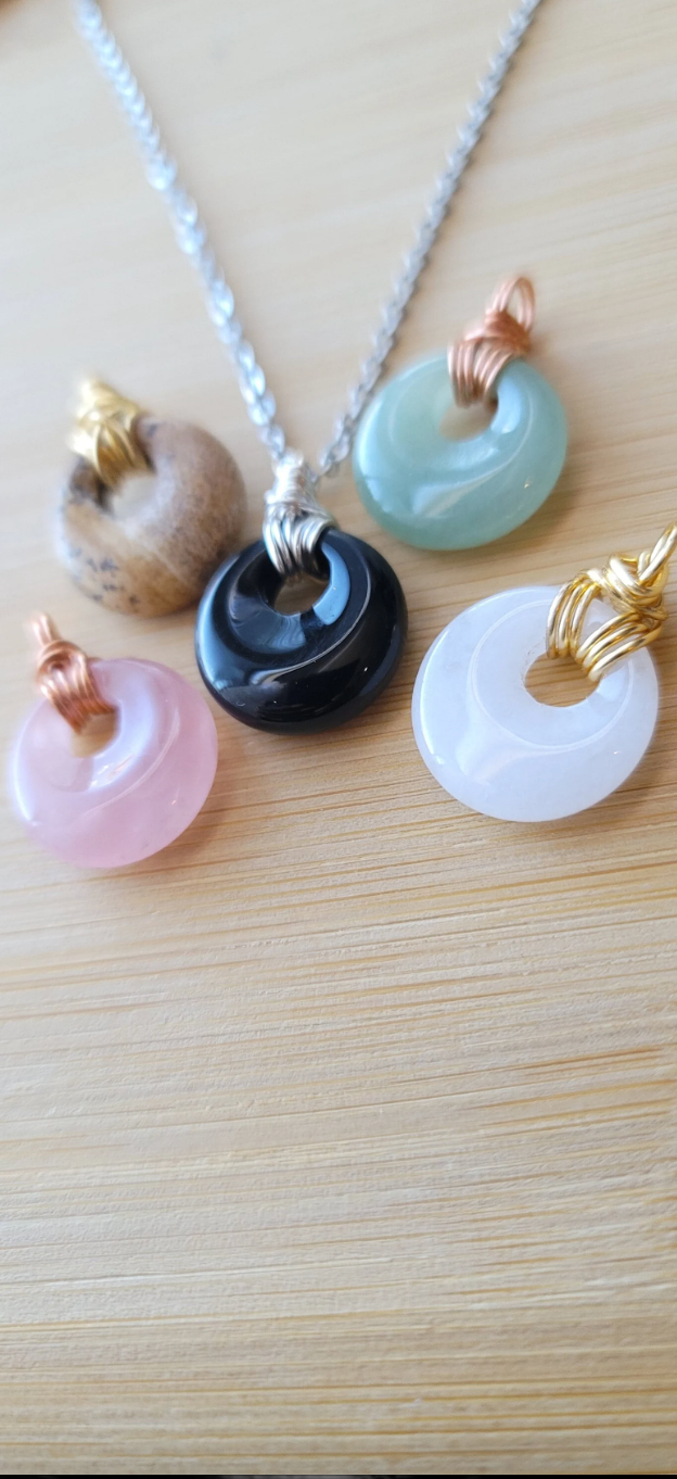 CLEARANCE Crystal Pendant Necklaces, Wire Wrapped Stone Necklace For Women, Multiple Gemstone Choices