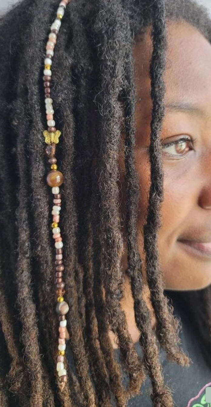 CLEARANCE Agate Beaded Dreadlock Extension, Crystal Loc Jewelry, Dreadlock Hair Accessories, Beaded Hair Clip, Gemstone Loc Extensions