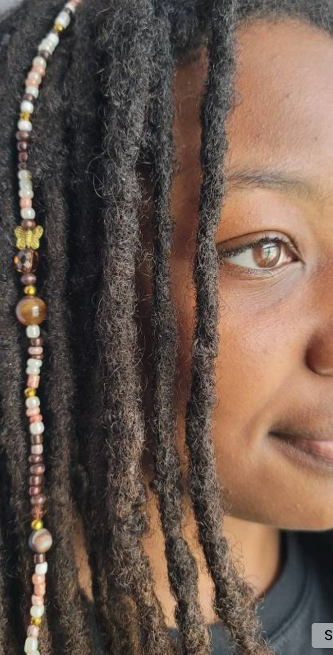 CLEARANCE Agate Beaded Dreadlock Extension, Crystal Loc Jewelry, Dreadlock Hair Accessories, Beaded Hair Clip, Gemstone Loc Extensions