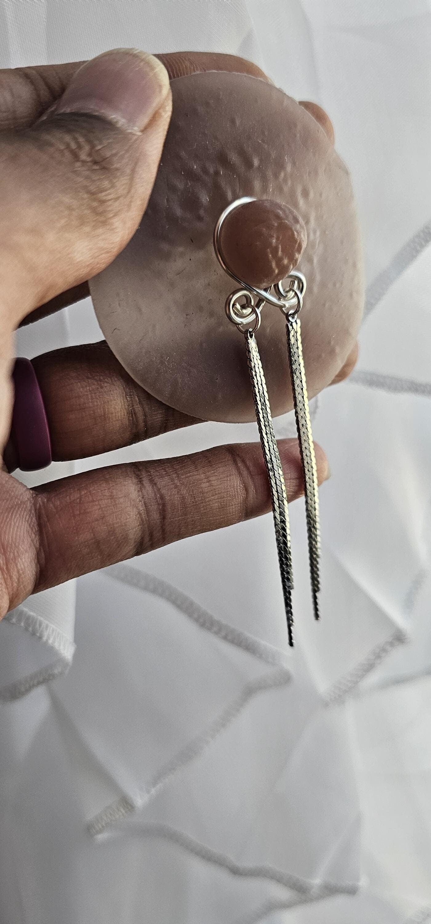 Adjustable Clip On Double Fringe Nipple Ring, Nipple Rings No