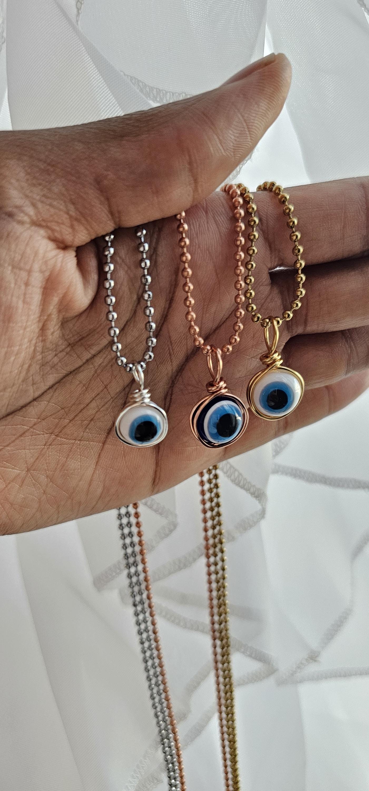 Evil Eye Protection Jewelry, Ball Chain Pendant Necklace