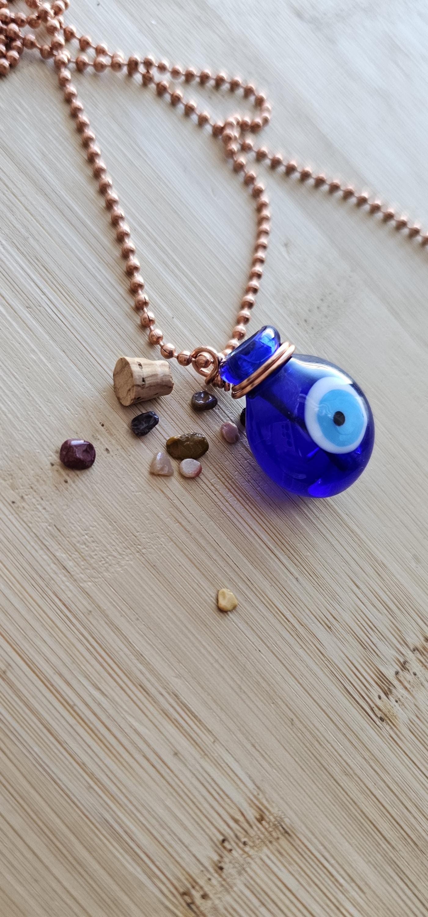 Evil Eye Protection Potion Bottle Pendant Necklace, Spiritual Jewelry