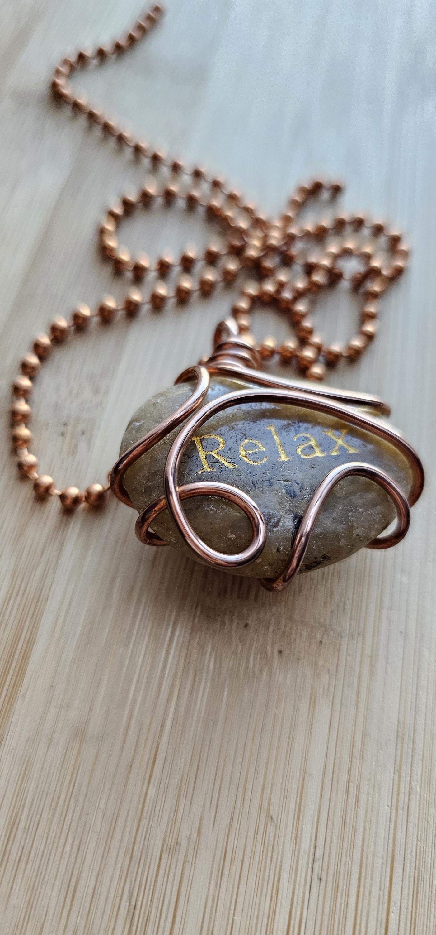 Inspirational Grounding Stone Copper Wire-Wrapped Necklaces