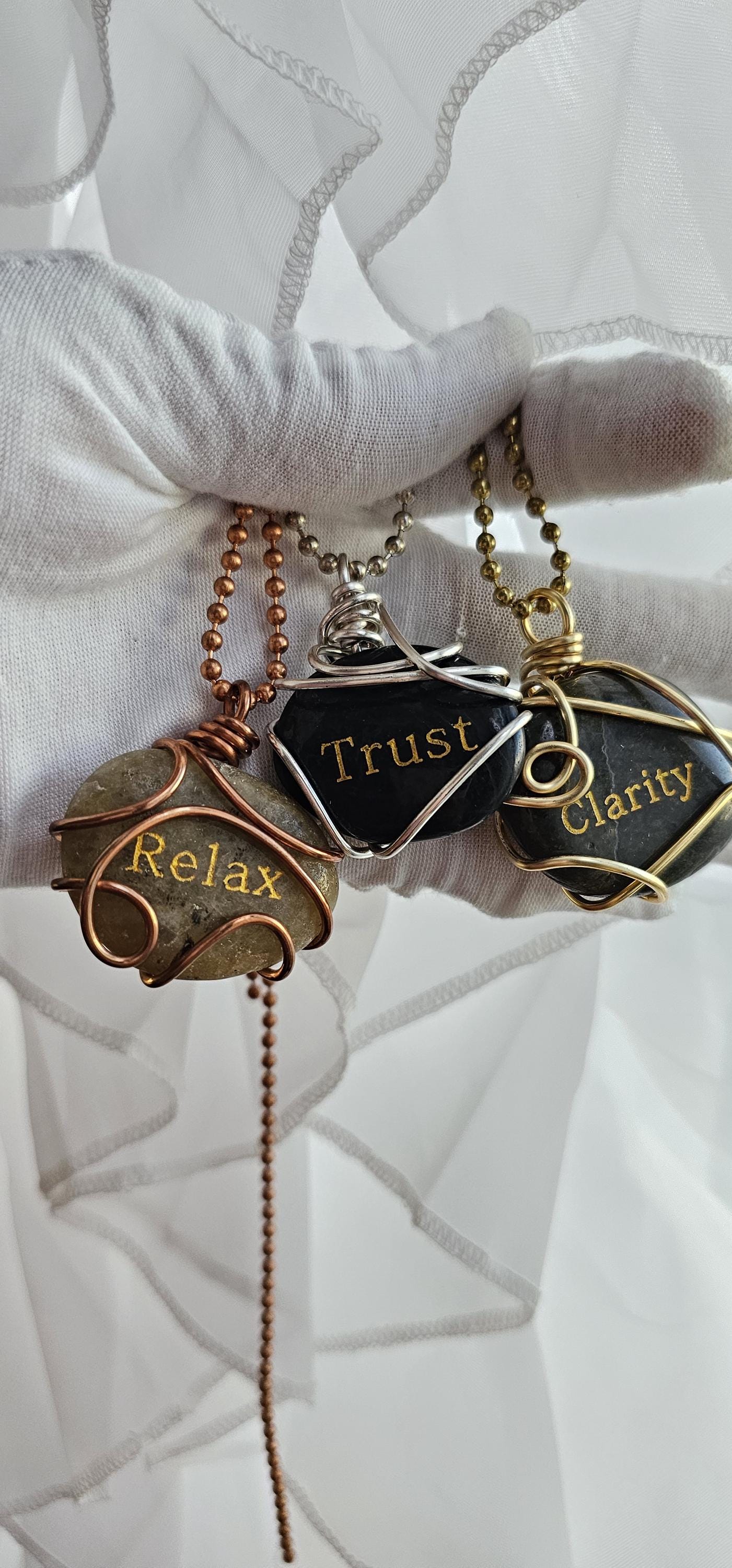 Inspirational Grounding Stone Copper Wire-Wrapped Necklaces