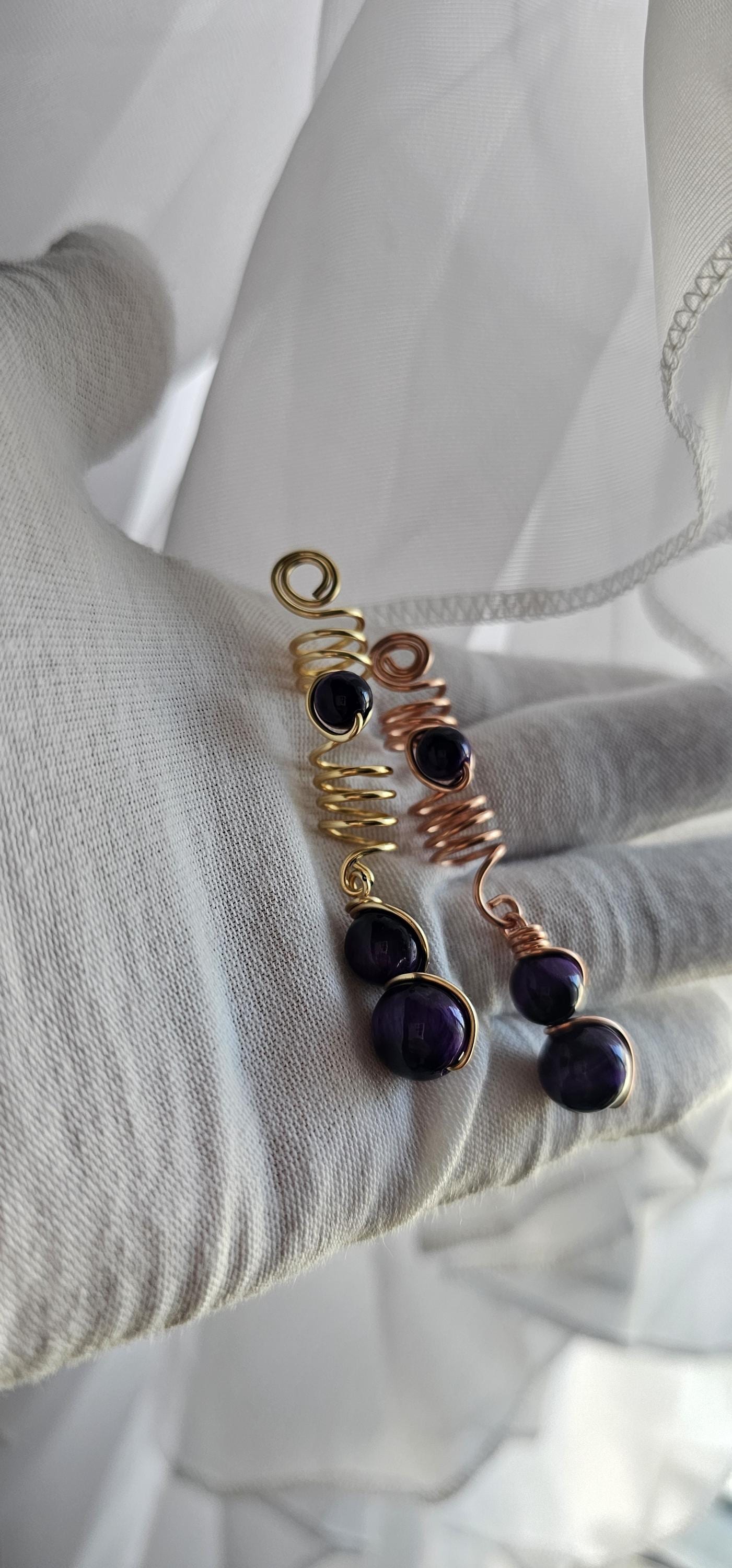 CLEARANCE Purple Tiger Eye Loc Jewelry for Dreadlocks