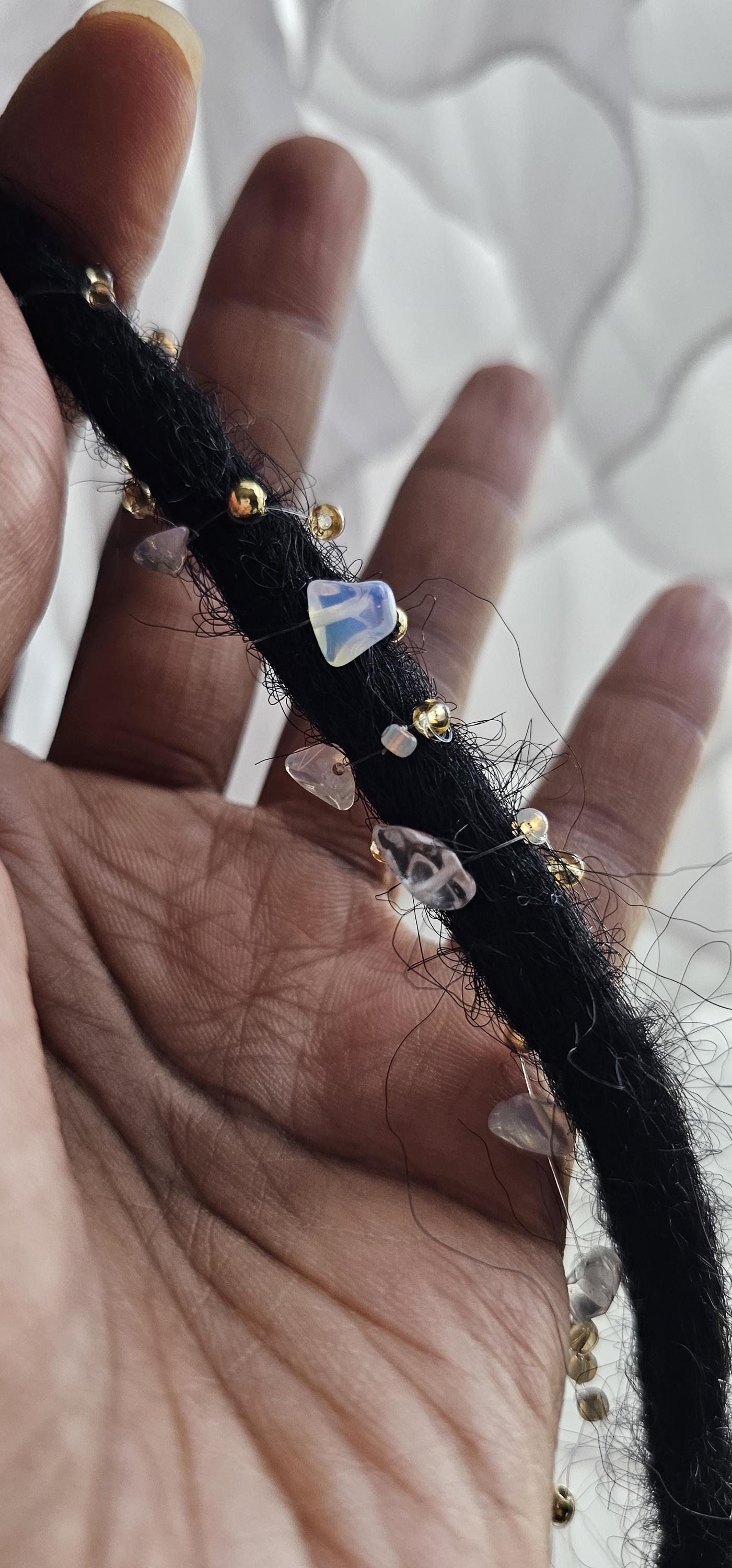 Reusable No-Sew24kt Gold Lined Opal and Gold Opalite Crystal Loc Sprinkles, Dreadlock Accessories, Loc Jewelry For Locs Braids and Twists