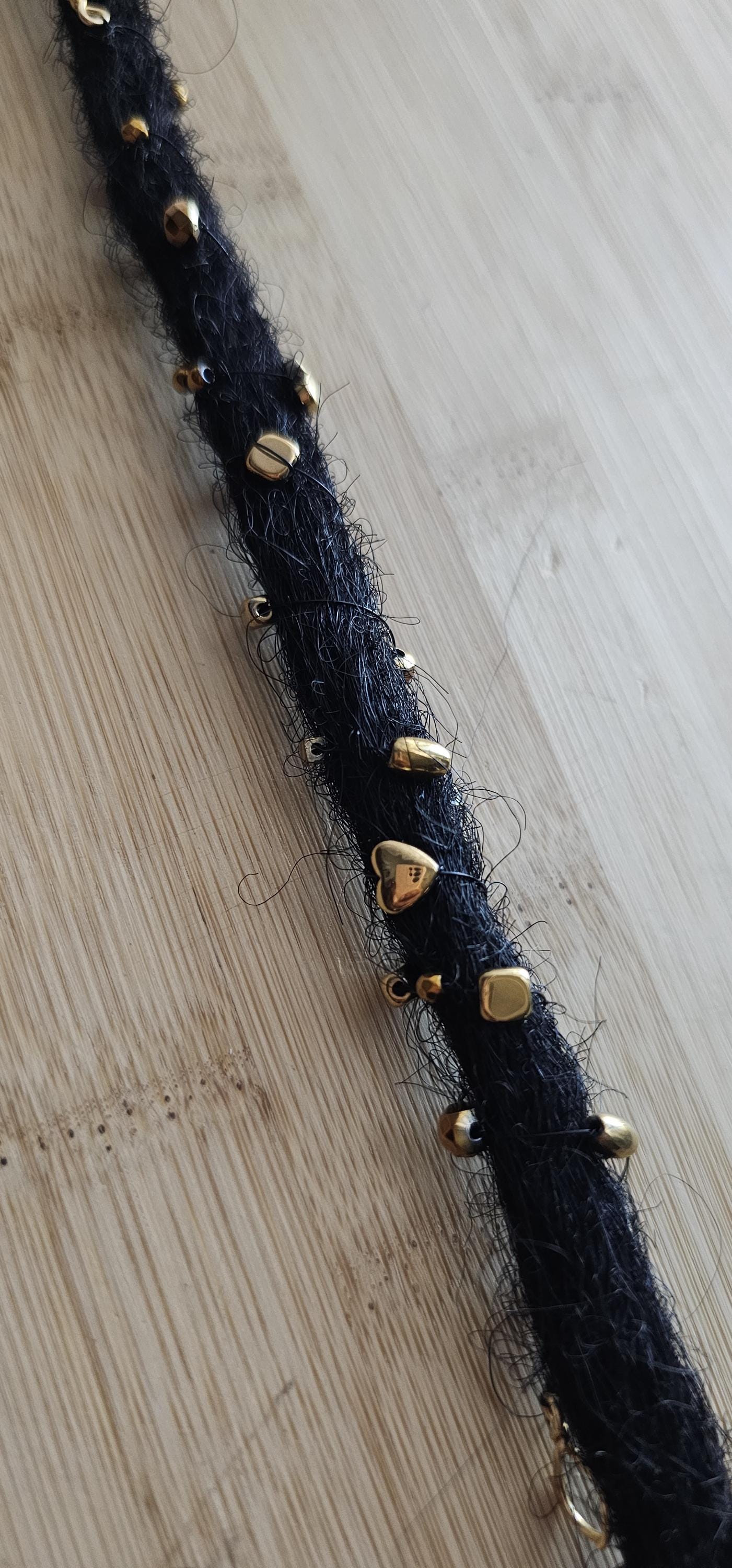 Full Gold Hematite Crystal Reusable No-Sew Loc Sprinkles, Crystal Loc Jewelry For Locs Braids and Twists