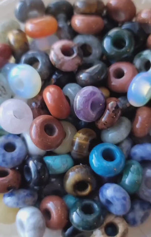 6mm Wide Big Hole Gemstone Loc Beads, Dreadlock Hair Accessories, Beads For Braids Twist And Dreadlocks, Loc Jewelry, Rondell Crystal Beads