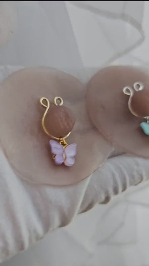 Adjustable Clip Butterfly Nipple Jewelry, Gold or Silver Nipple Rings No Piercing, Nipple Clamp, Nippies, Nipple Jewelry