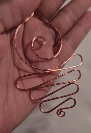 Spiral Copper Earrings, Wire Wrapped Spiral Earrings, Hammered Copper Jewelry