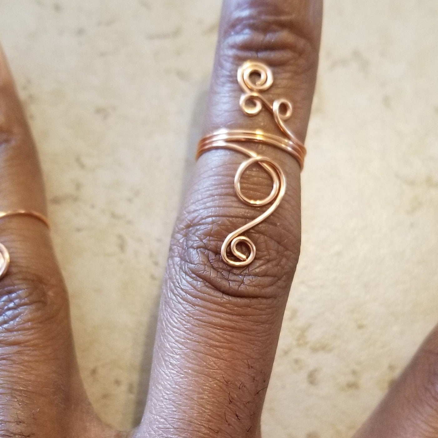 Copper Hair Rings Copper Midi Ring Set, 3 Pcs Ring Set, Semi Adjustable Rings, Copper Ri ...